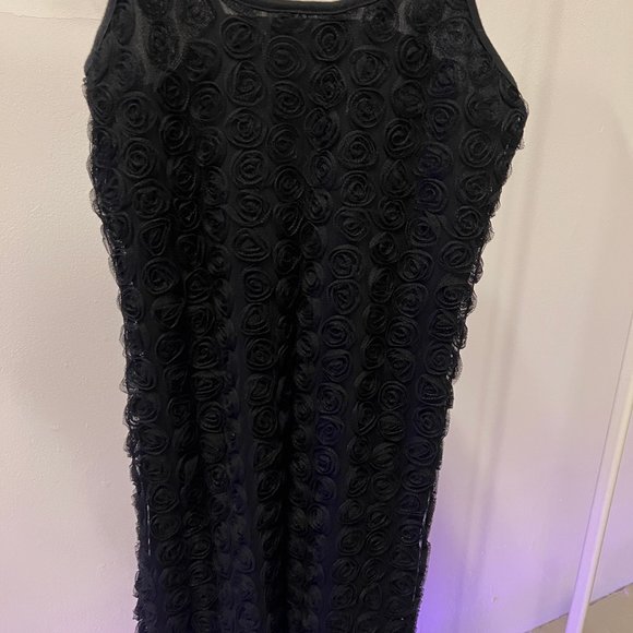 Vintage Black Dress with Flowers - Picture 3 of 6